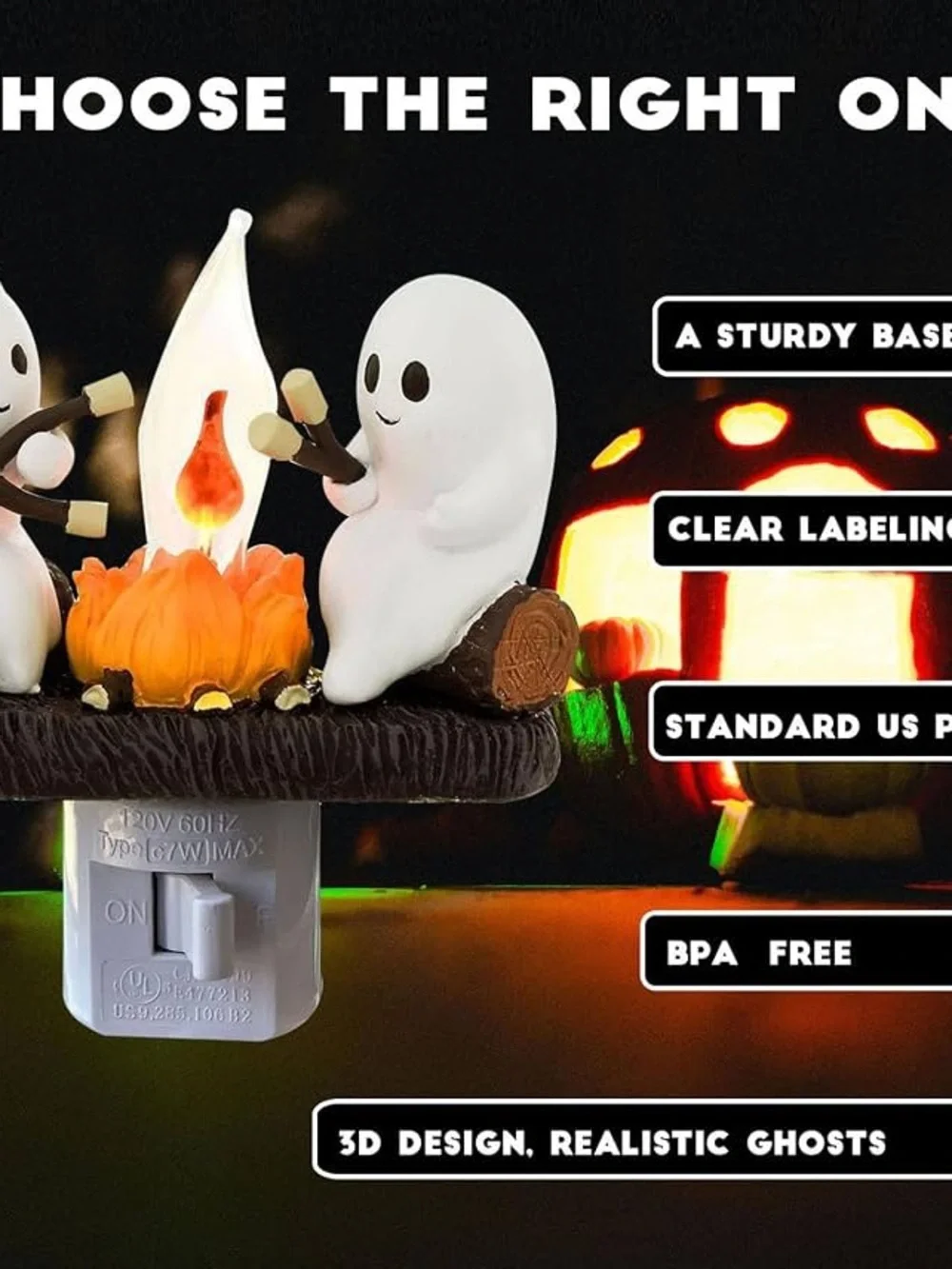 Whimsical Ghosts Night Light with Orange Flame - Brand